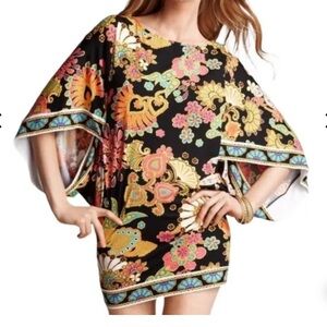 Trina Turk Nandini Multicolor Paisley Kaftan Tunic Dress Cover Up Size M